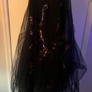 Ralph Lauren Purple Label Black Tulle and Sequin Equestrian Maxi Skirt